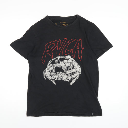 RVCA Mens Black Cotton T-Shirt Size S Round Neck