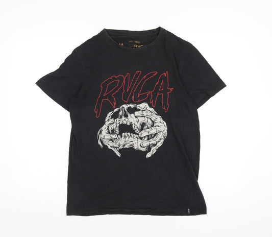 RVCA Mens Black Cotton T-Shirt Size S Round Neck