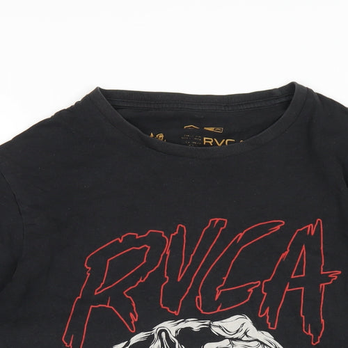 RVCA Mens Black Cotton T-Shirt Size S Round Neck