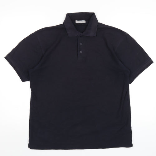 Absolute Apparel Mens Blue Cotton Polo Size M Collared Button