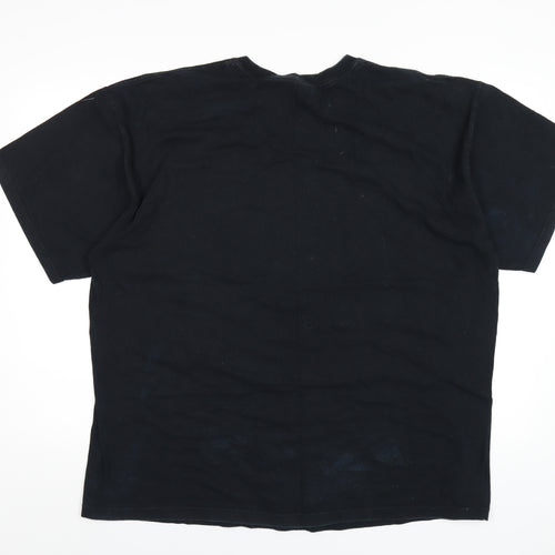 Royal T Mens Black Cotton T-Shirt Size 2XL Round Neck