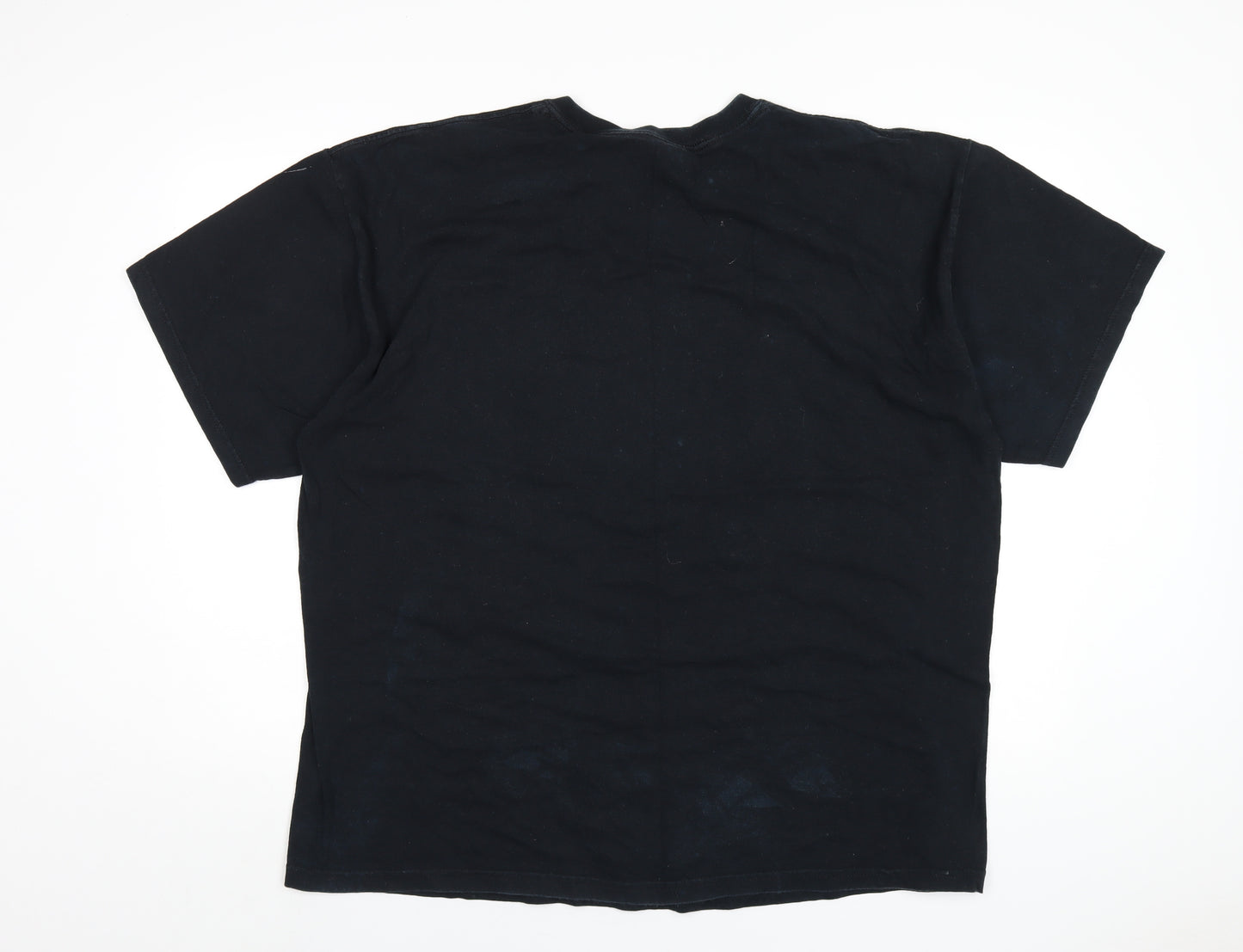 Royal T Mens Black Cotton T-Shirt Size 2XL Round Neck