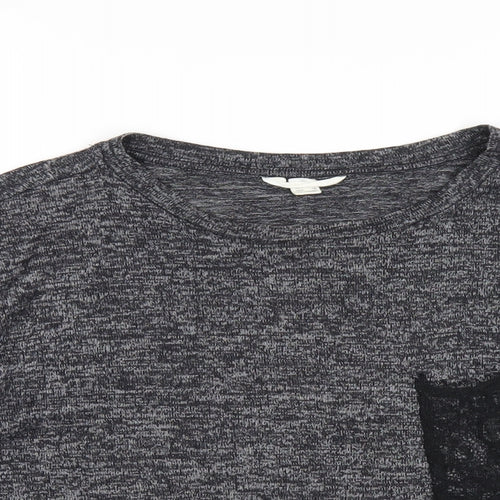 Springfield Womens Grey Polyester Basic T-Shirt Size M Round Neck