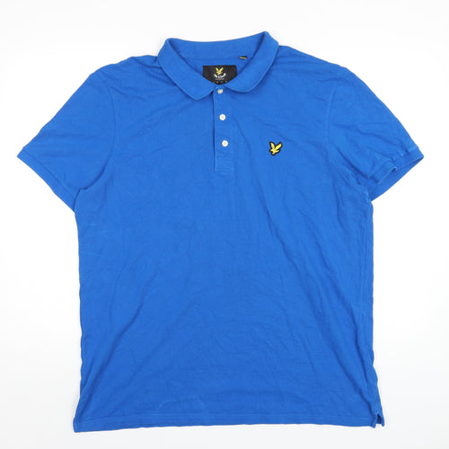 Lyle & Scott Mens Blue Cotton Polo Size 2XL Collared Button