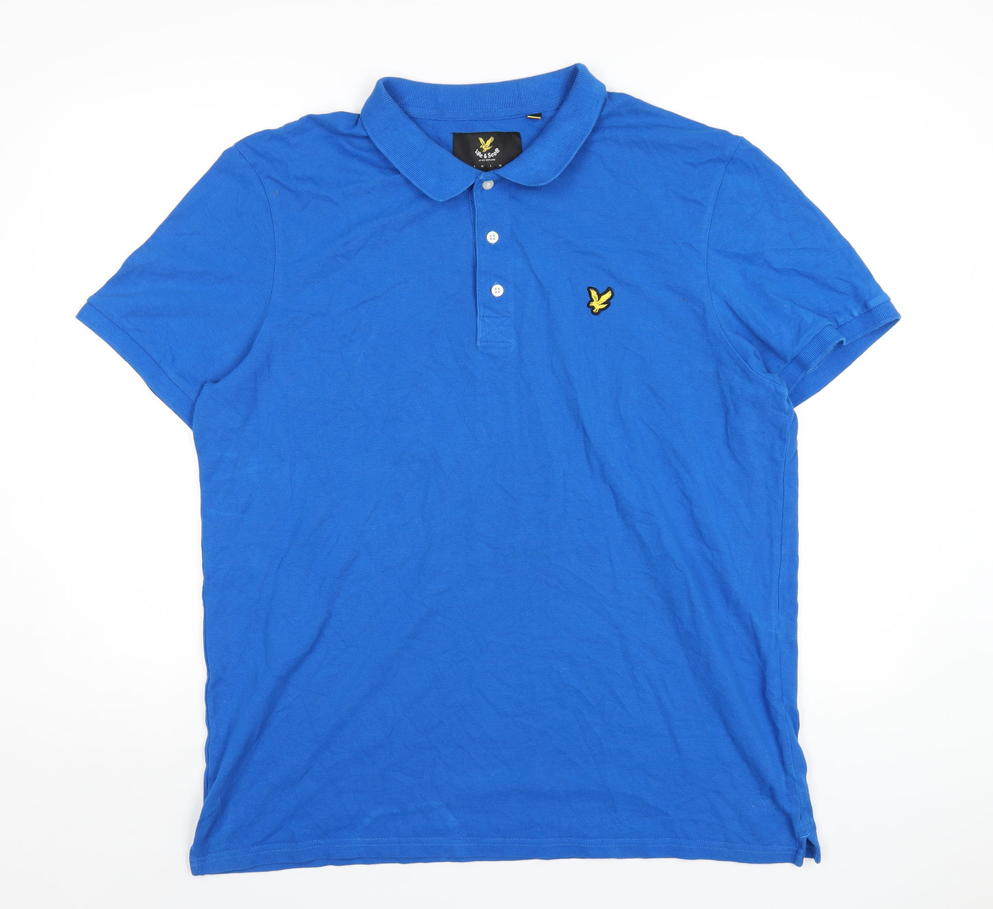 Lyle & Scott Mens Blue Cotton Polo Size 2XL Collared Button