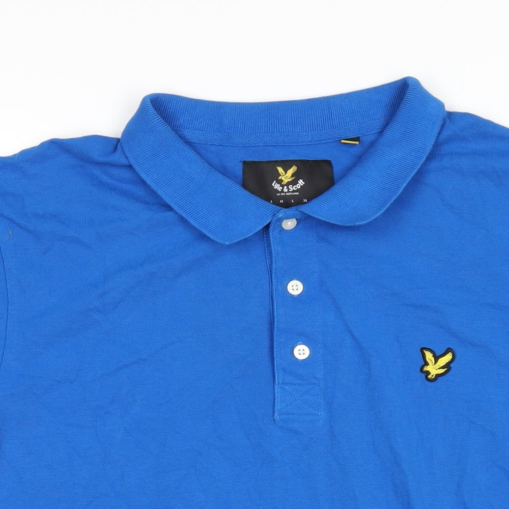 Lyle & Scott Mens Blue Cotton Polo Size 2XL Collared Button