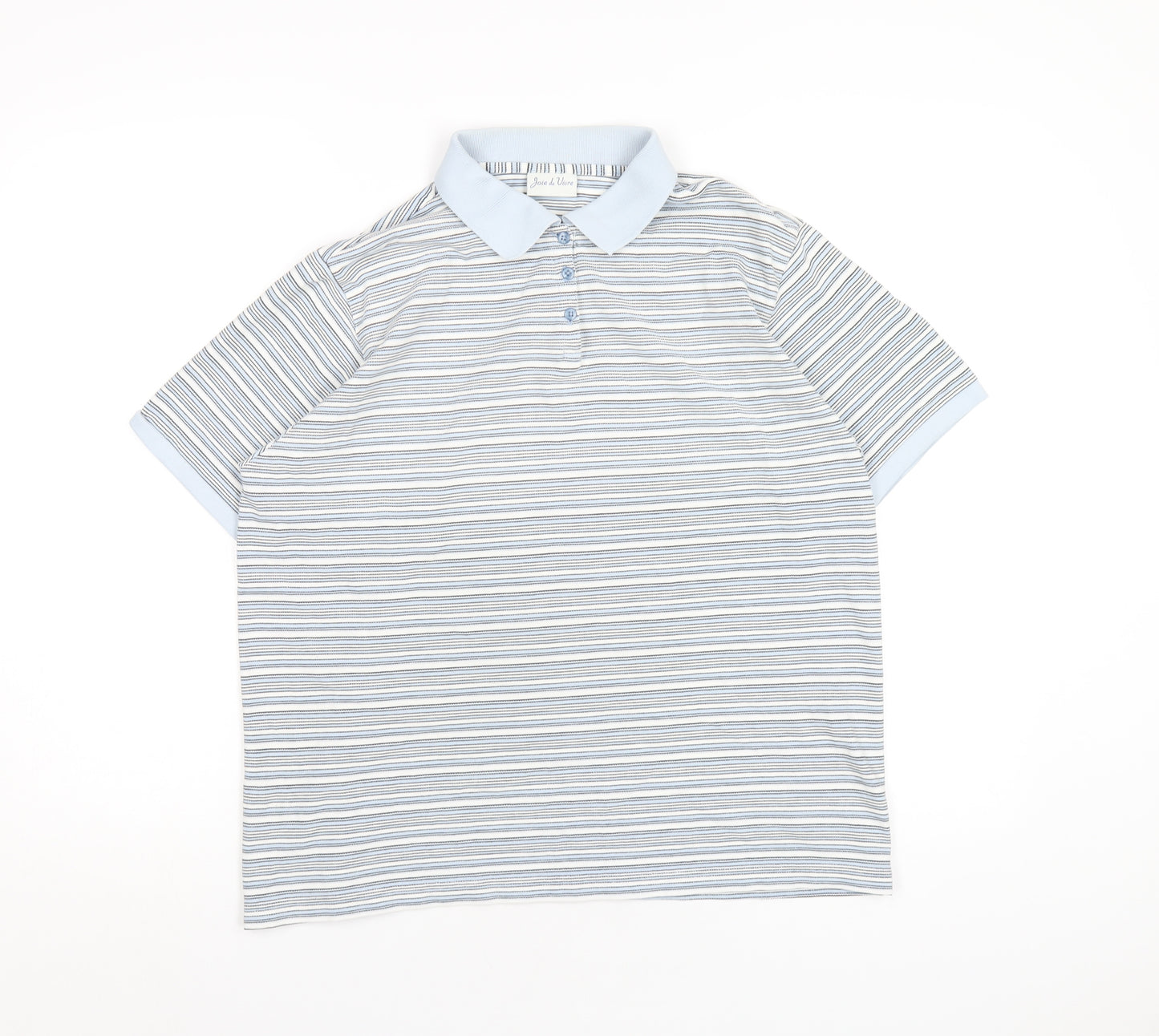 Joie de Vivre Womens Blue Striped Cotton Basic Polo Size 16 Collared