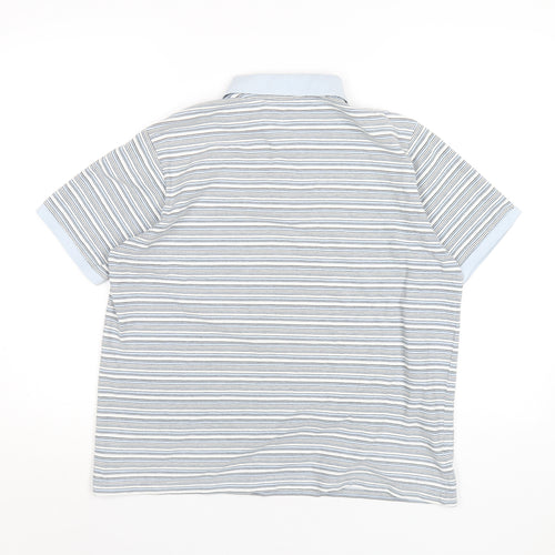 Joie de Vivre Womens Blue Striped Cotton Basic Polo Size 16 Collared