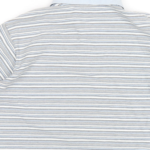 Joie de Vivre Womens Blue Striped Cotton Basic Polo Size 16 Collared