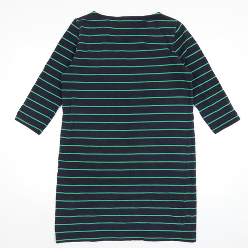 Adrienne Vittadini Womens Blue Striped Cotton A-Line Size M Round Neck Pullover