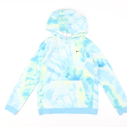 Nike Boys Blue Cotton Pullover Hoodie Size L Pullover - Tie Dye