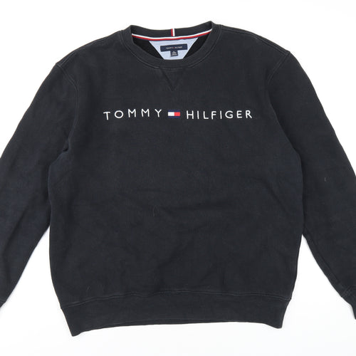 Tommy Hilfiger Mens Black Cotton Pullover Sweatshirt Size XL