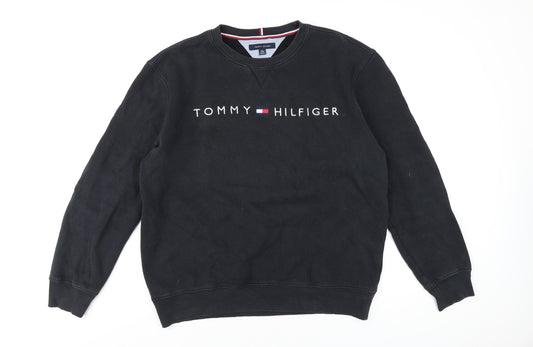 Tommy Hilfiger Mens Black Cotton Pullover Sweatshirt Size XL