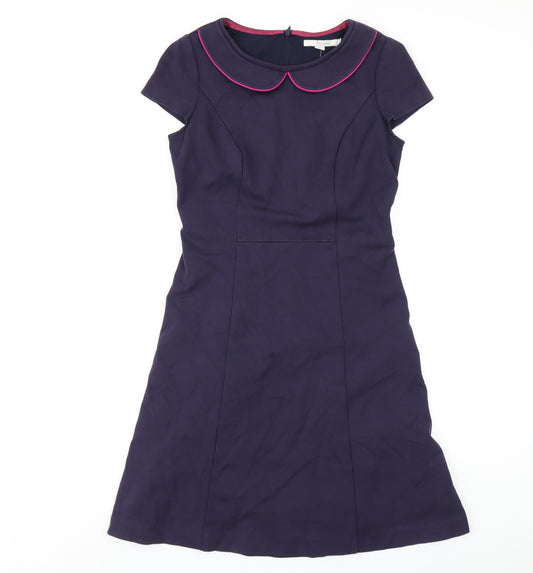 Boden Womens Purple Cotton A-Line Size 10 Round Neck Zip