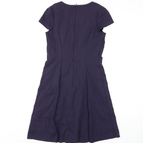 Boden Womens Purple Cotton A-Line Size 10 Round Neck Zip