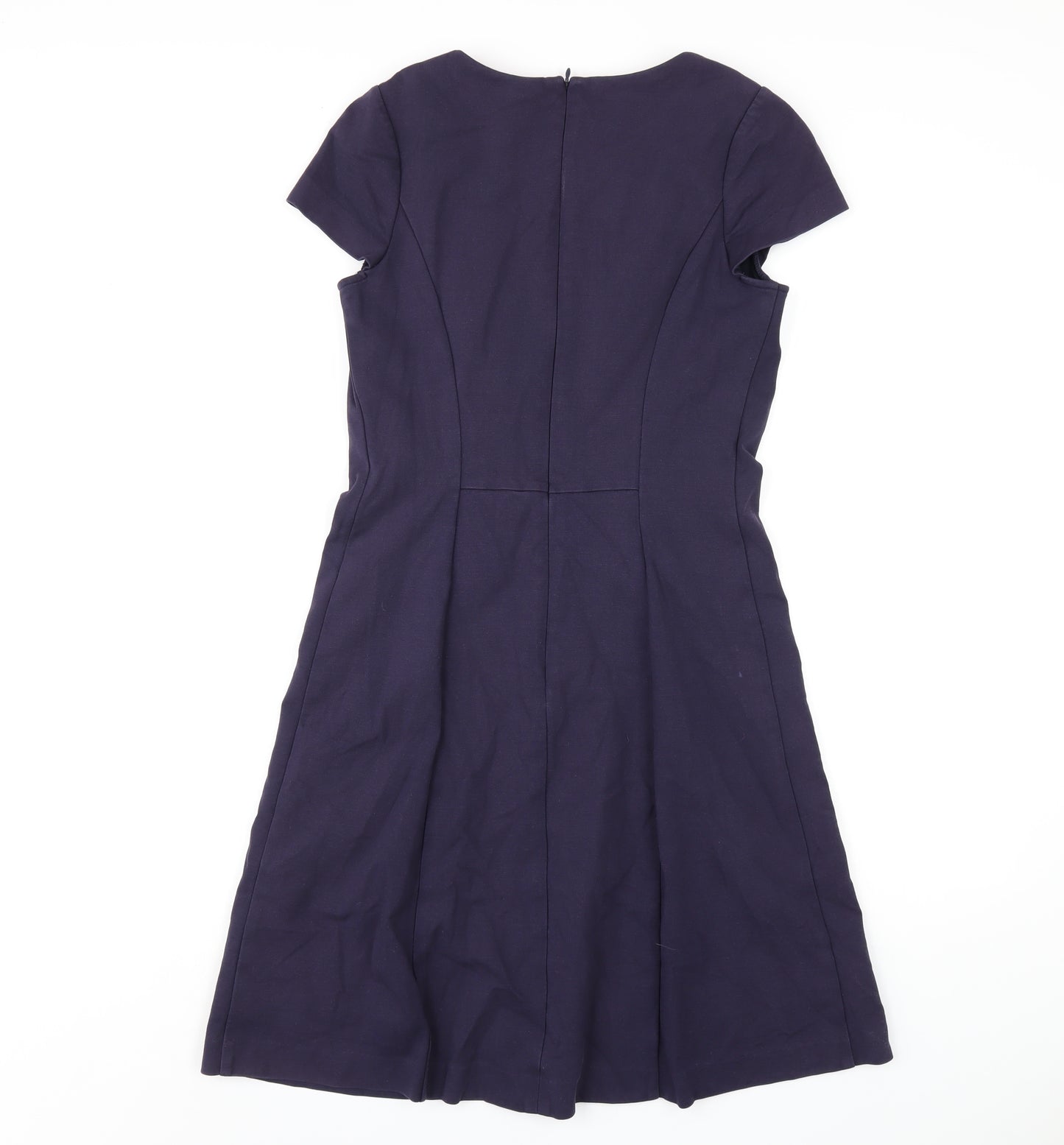 Boden Womens Purple Cotton A-Line Size 10 Round Neck Zip