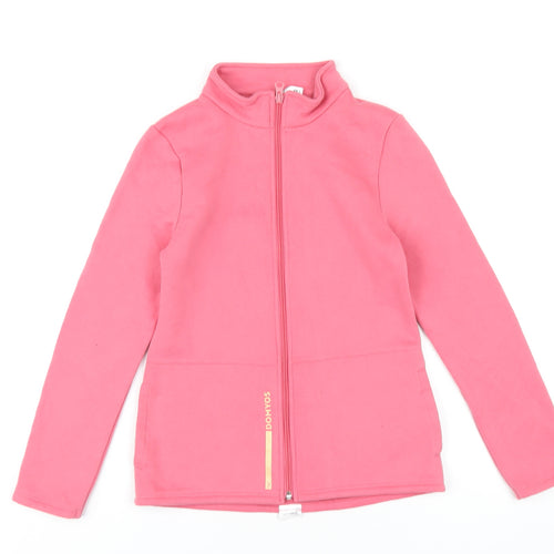 DECATHLON Girls Pink Polyester Full Zip Sweatshirt Size 10-11 Years Zip