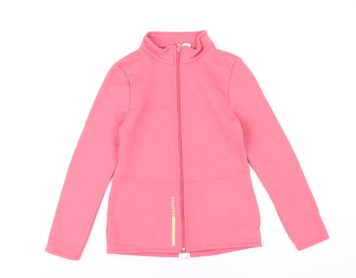 DECATHLON Girls Pink Polyester Full Zip Sweatshirt Size 10-11 Years Zip