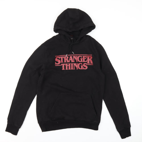 Stranger Things Womens Black Cotton Pullover Hoodie Size S Pullover