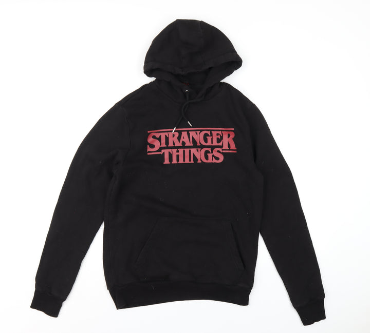 Stranger Things Womens Black Cotton Pullover Hoodie Size S Pullover