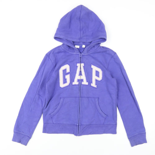 Gap Girls Purple Cotton Full Zip Hoodie Size 12 Years Zip