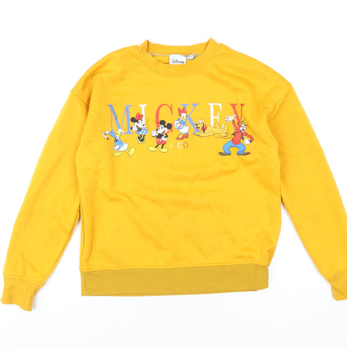 Disney Womens Yellow Cotton Pullover Sweatshirt Size 4 Pullover - Mickey Mouse & Co