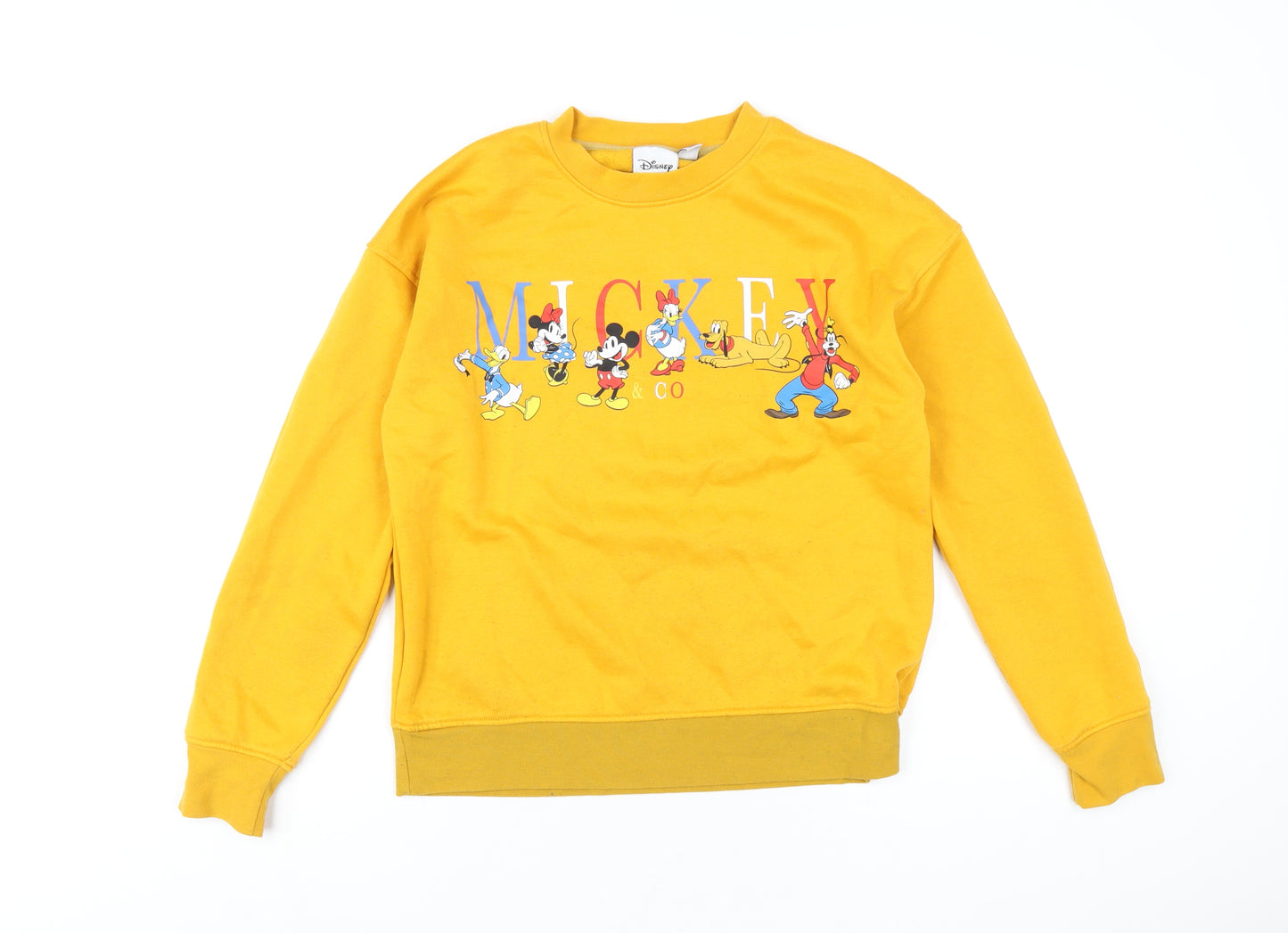 Disney Womens Yellow Cotton Pullover Sweatshirt Size 4 Pullover - Mickey Mouse & Co