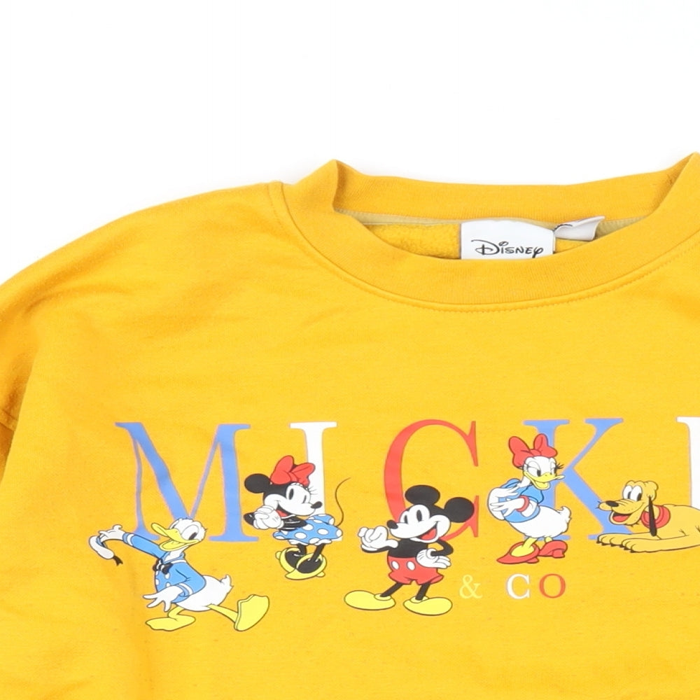 Disney Womens Yellow Cotton Pullover Sweatshirt Size 4 Pullover - Mickey Mouse & Co