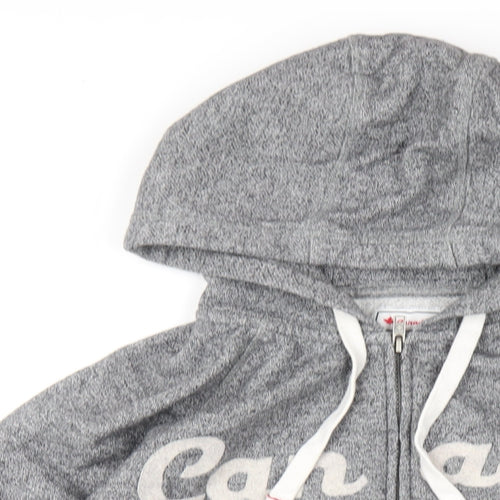 Canada Womens Grey Cotton Full Zip Hoodie Size L Zip