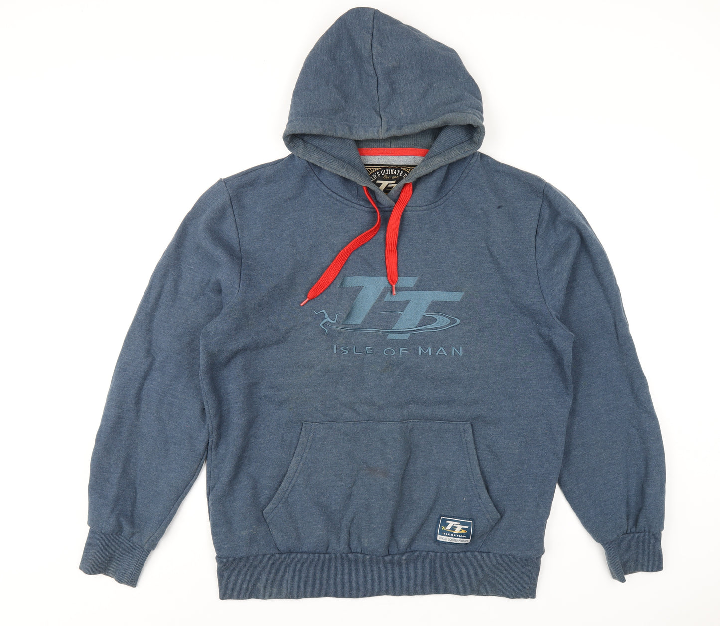 Isle of Man Road Races Mens Blue Cotton Pullover Hoodie Size L - Isle of Man TT Road Races