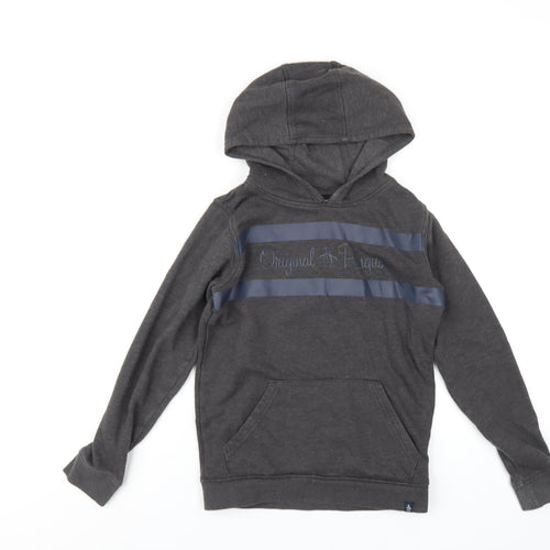 Original Penguin Boys Grey Cotton Pullover Hoodie Size 10-11 Years Pullover