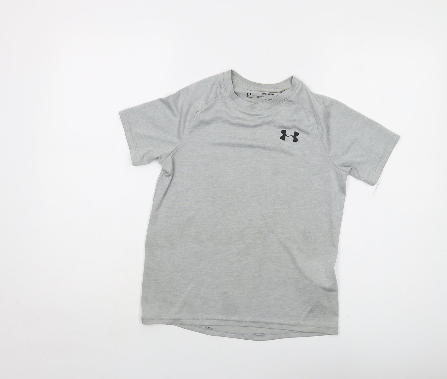 Under armour Boys Grey Polyester Basic T-Shirt Size 9-10 Years Crew Neck Pullover