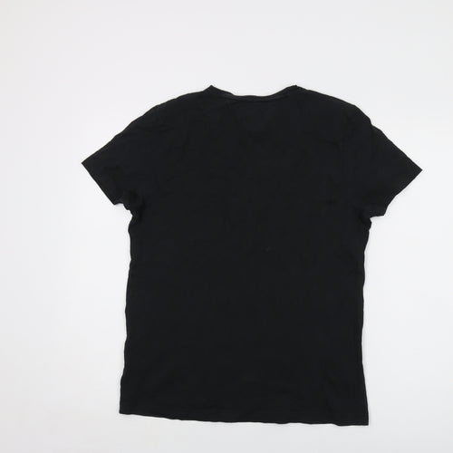 Tommy Hilfiger Mens Black Cotton T-Shirt Size M Crew Neck