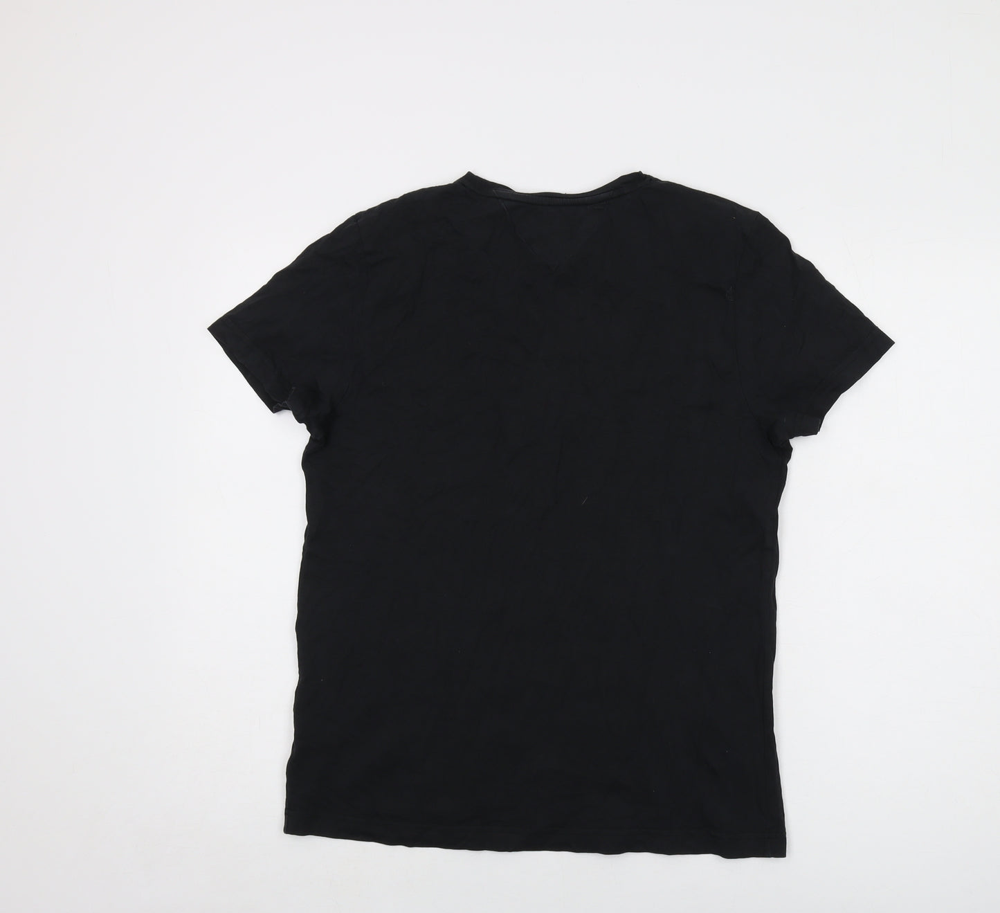 Tommy Hilfiger Mens Black Cotton T-Shirt Size M Crew Neck