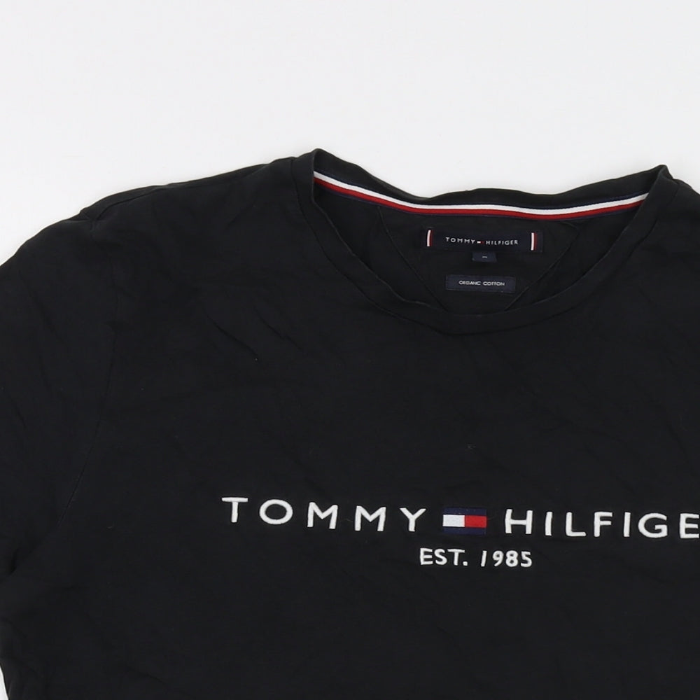 Tommy Hilfiger Mens Black Cotton T-Shirt Size M Crew Neck