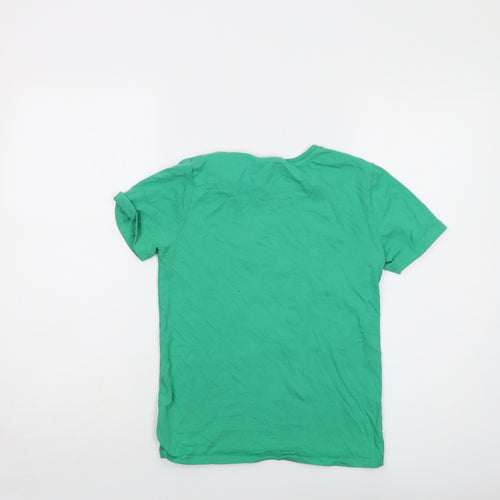 Minecraft Boys Green Cotton Basic T-Shirt Size 9-10 Years Crew Neck Pullover