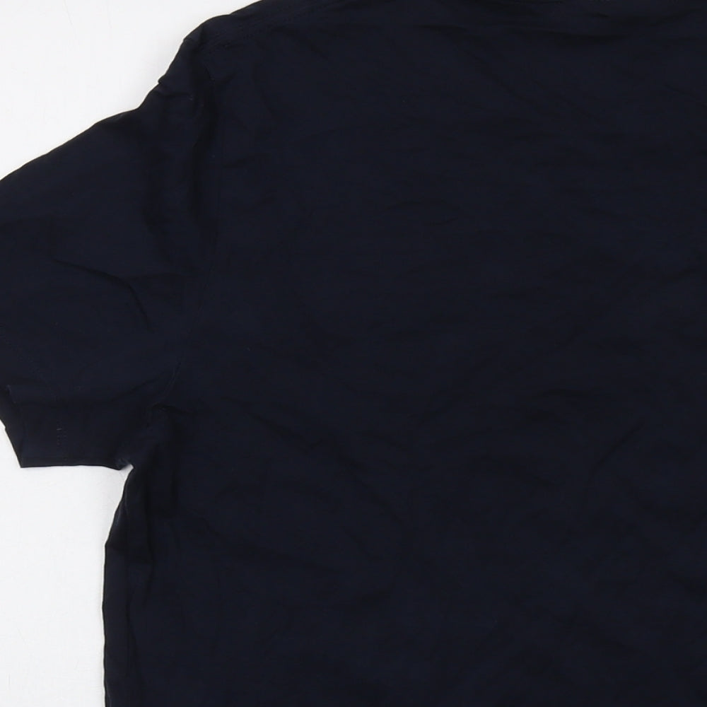 Boss Mens Blue Cotton T-Shirt Size L Crew Neck