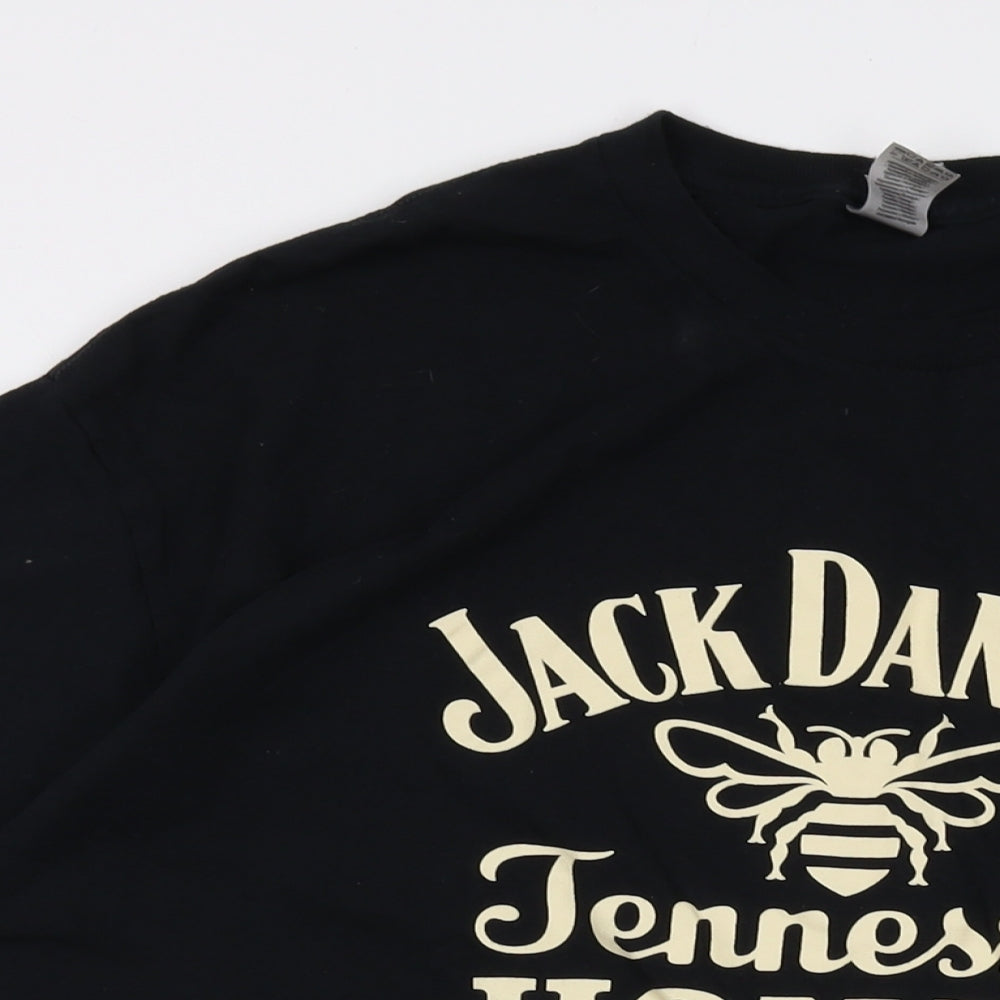 Jack Daniels Mens Black Cotton T-Shirt Size 2XL Crew Neck