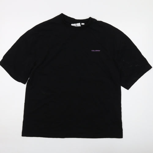 COLLUSION Mens Black Cotton T-Shirt Size M Crew Neck