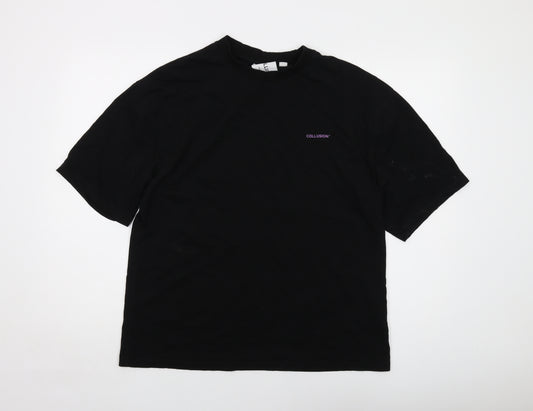 COLLUSION Mens Black Cotton T-Shirt Size M Crew Neck