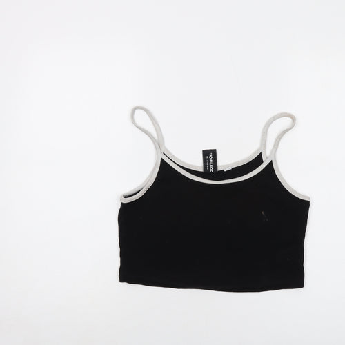 COLLUSION Womens Black Cotton Cropped Tank Size 14 Round Neck