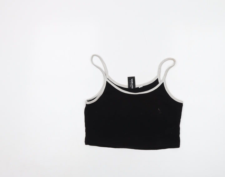 COLLUSION Womens Black Cotton Cropped Tank Size 14 Round Neck