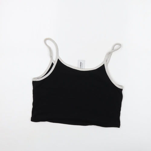 COLLUSION Womens Black Cotton Cropped Tank Size 14 Round Neck