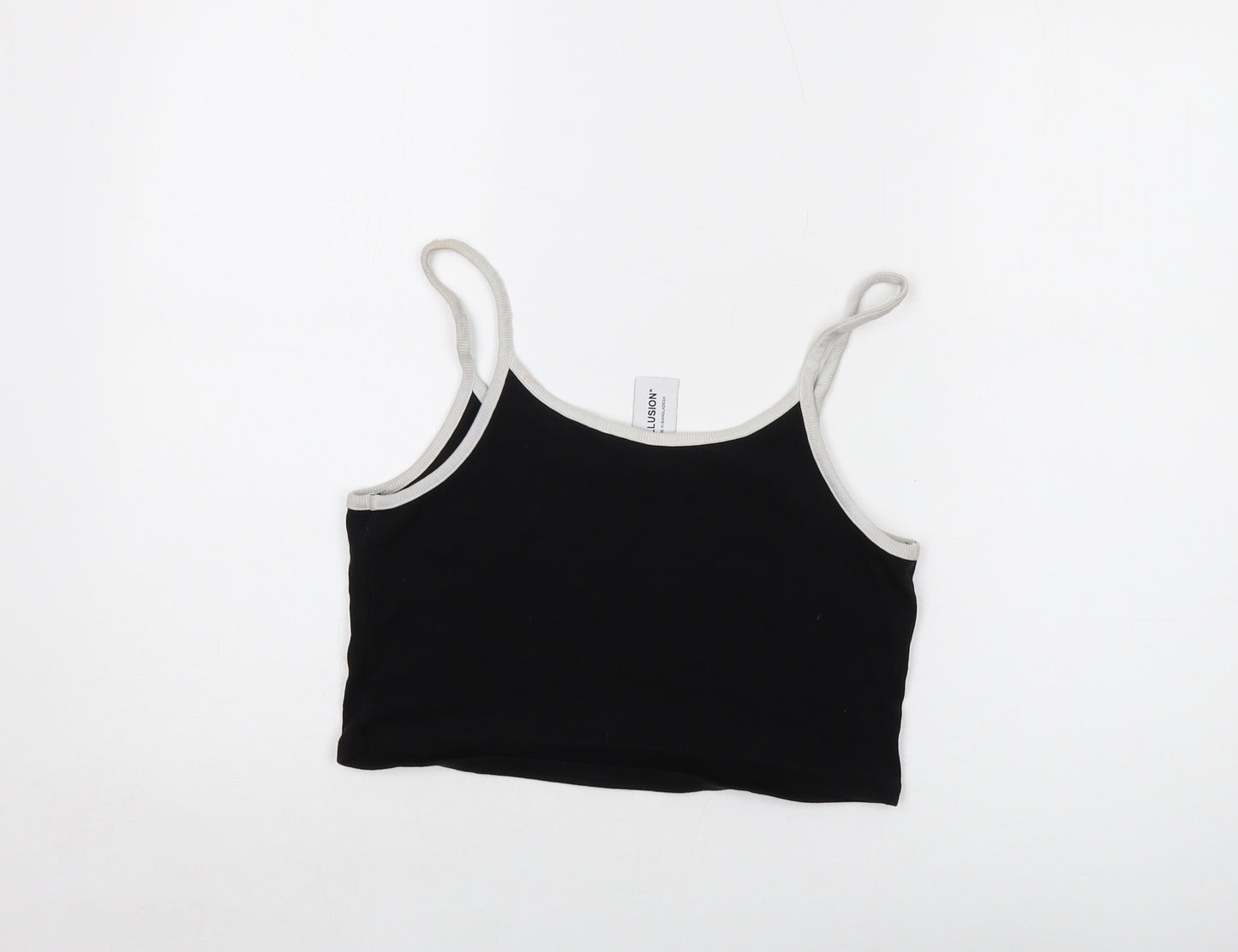 COLLUSION Womens Black Cotton Cropped Tank Size 14 Round Neck