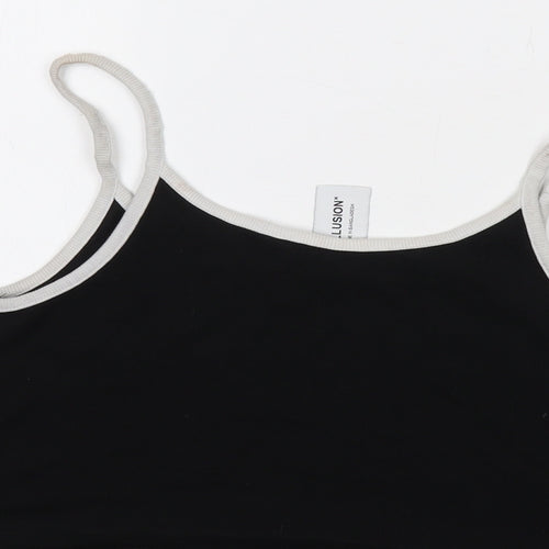 COLLUSION Womens Black Cotton Cropped Tank Size 14 Round Neck