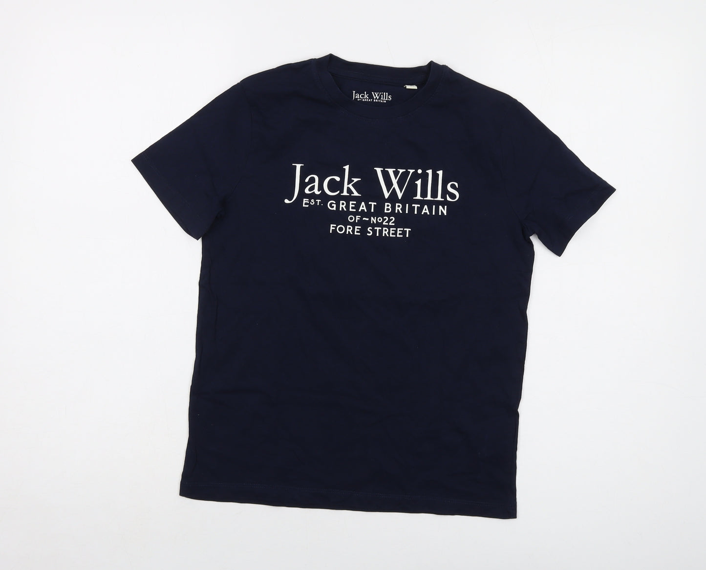 Jack Wills Boys Blue Cotton Basic T-Shirt Size 9-10 Years Crew Neck Pullover