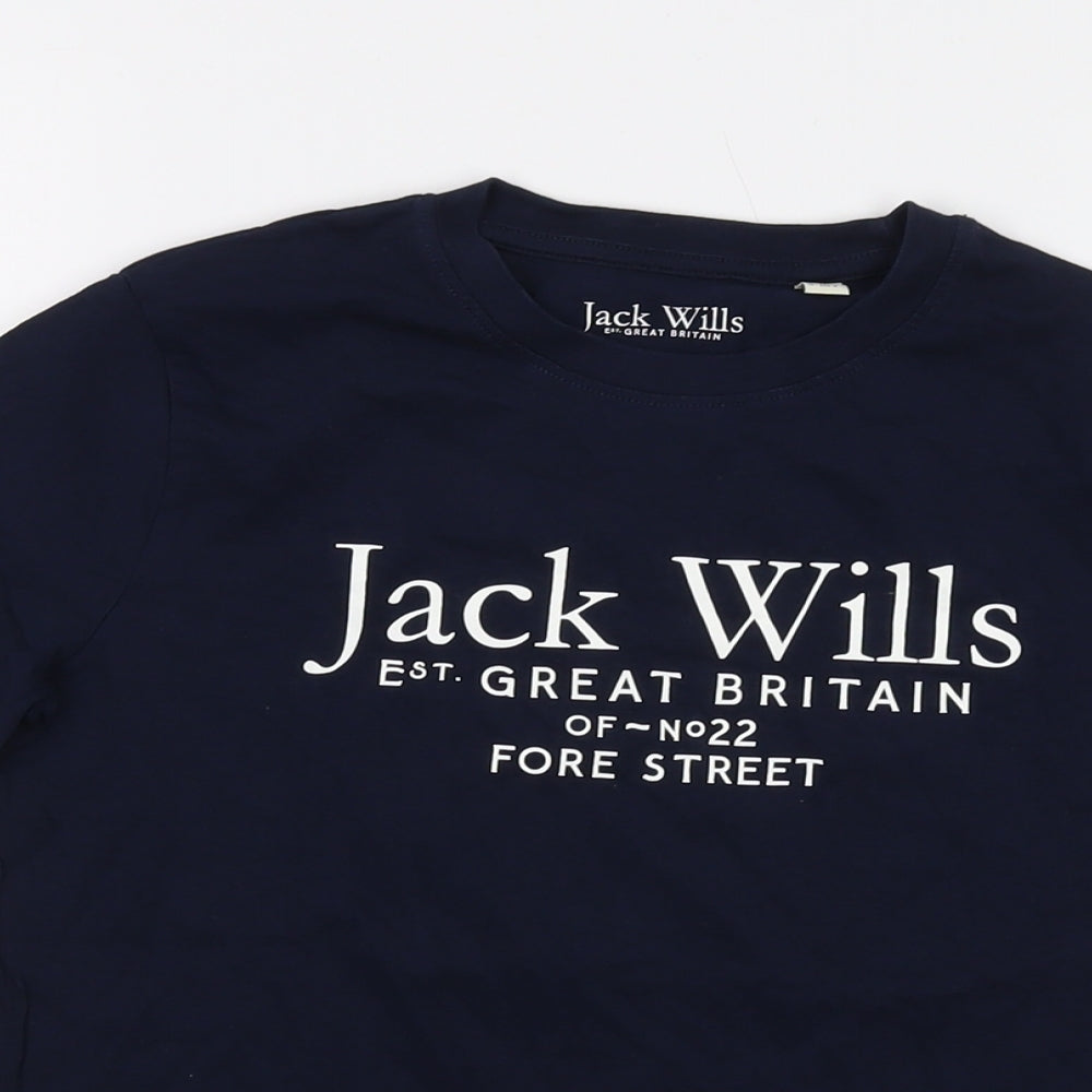 Jack Wills Boys Blue Cotton Basic T-Shirt Size 9-10 Years Crew Neck Pullover