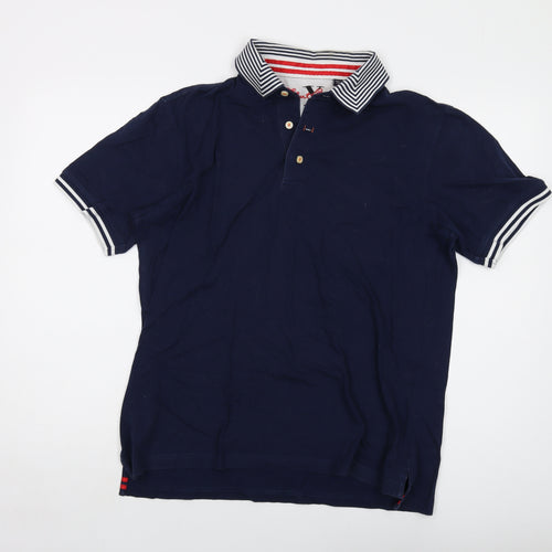 Robert Graham Mens Blue Cotton Polo Size L Collared Button