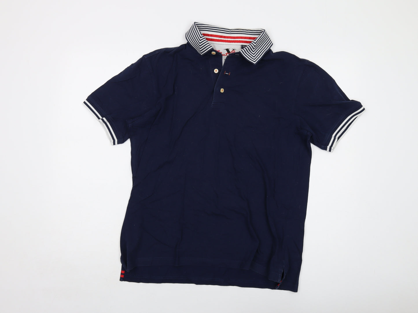 Robert Graham Mens Blue Cotton Polo Size L Collared Button