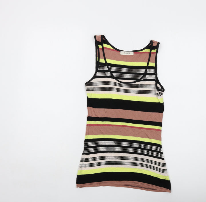 Oasis Womens Multicoloured Striped Viscose Basic Tank Size S Round Neck
